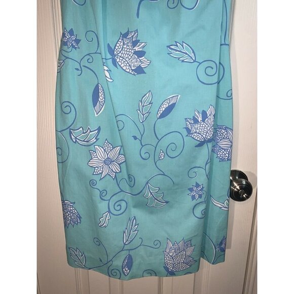 TIBI Vintage Blue Floral Pattern Sleeveless Spring Casual Shift Dress Size 4 - Picture 4 of 8